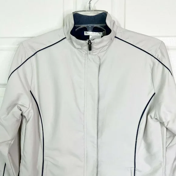 Nike Golf Womens Long Sleeves Full Zip Mock Neck Windbreaker Jacket Size S Cream - Picture 3 of 12